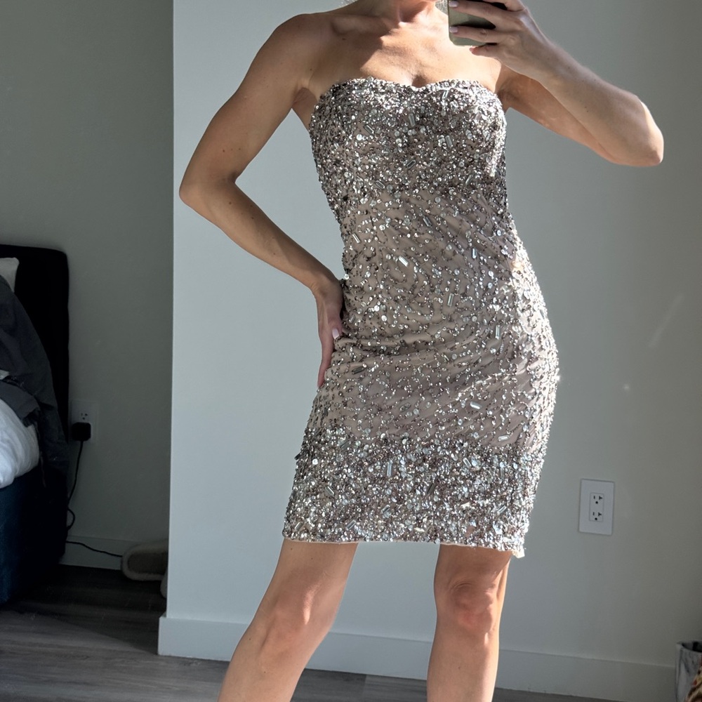 Glamorous Strapless Sequin Dress